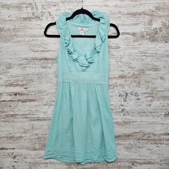 Vineyard Vines Mint Green Dress sz 2 Linen Cotton V-Neck Countryside Spring Xs - Picture 1 of 8